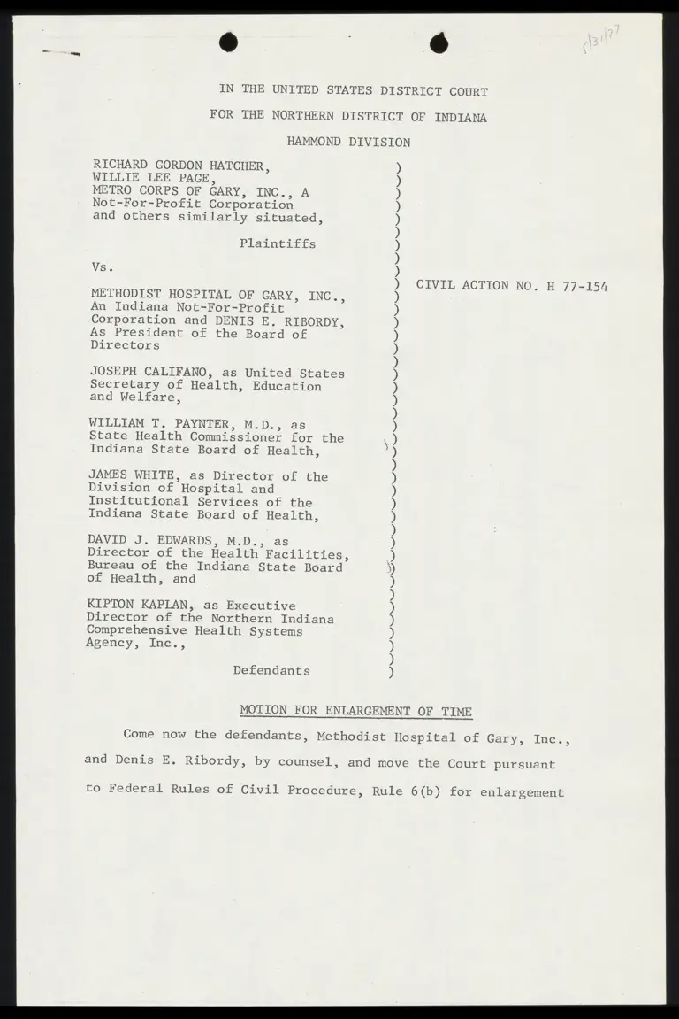 Motion For Enlargement of Time preview