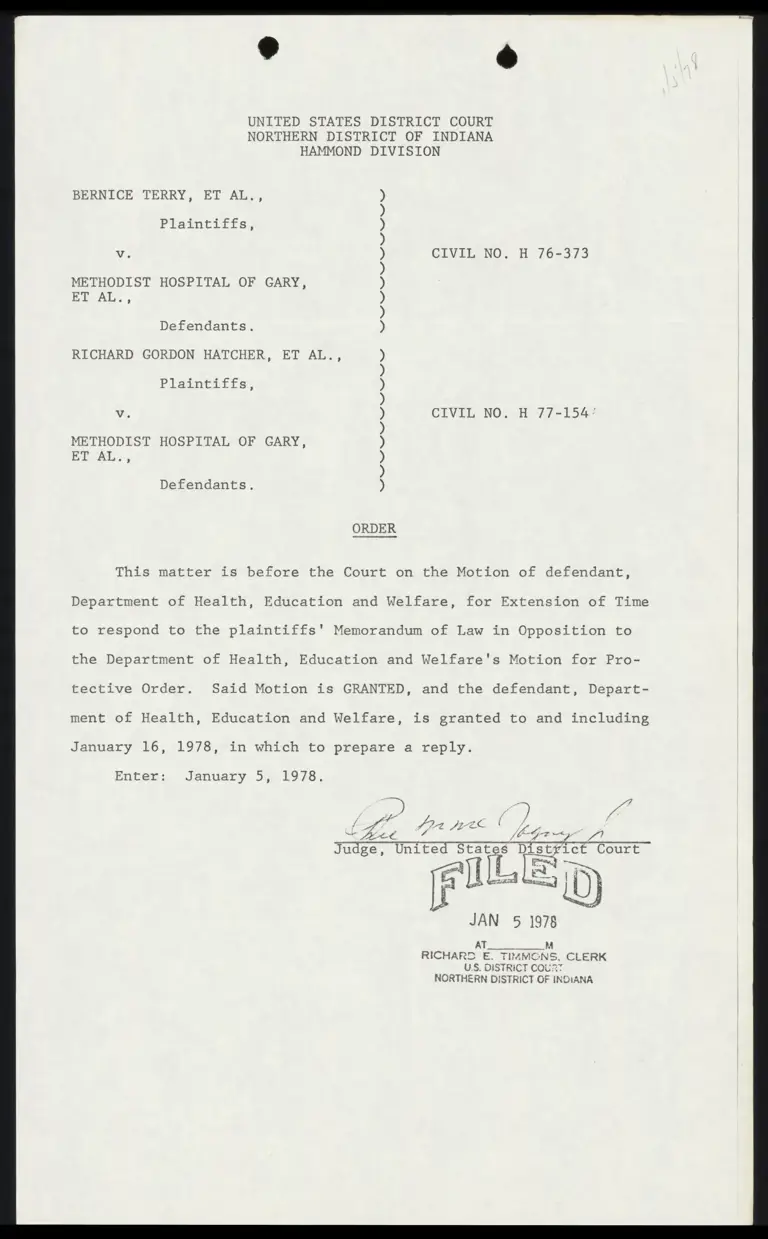 Order Granting Motion in Opposition for Protective Order; Motion for Extension of Time preview