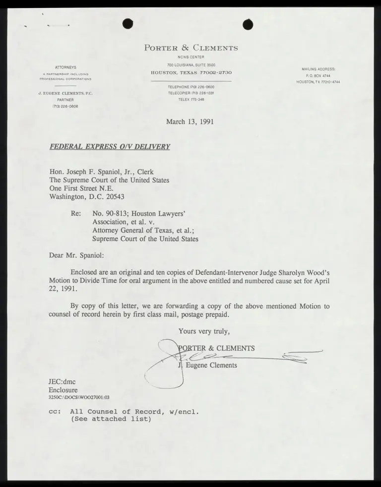 Defendant-Intervenor Judge Sharolyn Wood's Motion to Divide Time; Argument Form preview