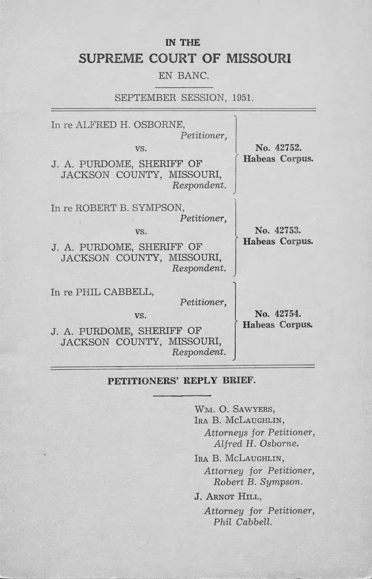 Osborne v. Purdome Petitioners' Reply Brief preview