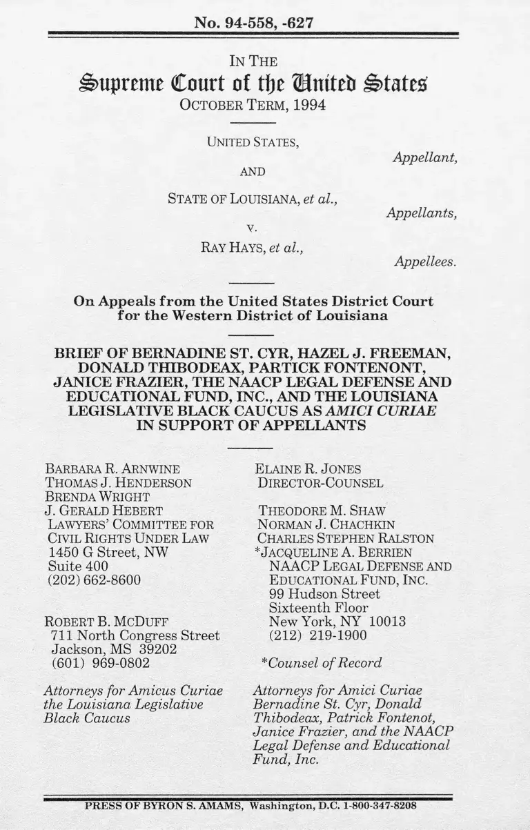 State of Louisiana v. Hays Brief Amicus Curiae in Support for Appellants preview