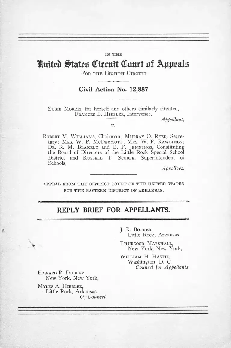 Morris v. Williams Reply Brief for Appellants preview