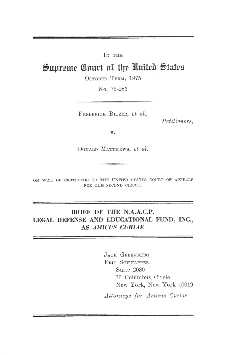 Bitzer v. Matthews Brief of the NAACP Legal Defense and Educational Fund as Amicus Curiae preview