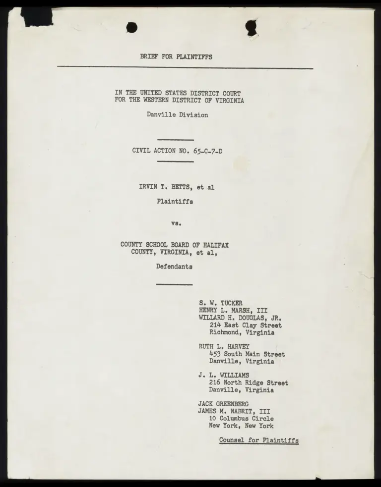 Brief for Plaintiffs (Draft) preview