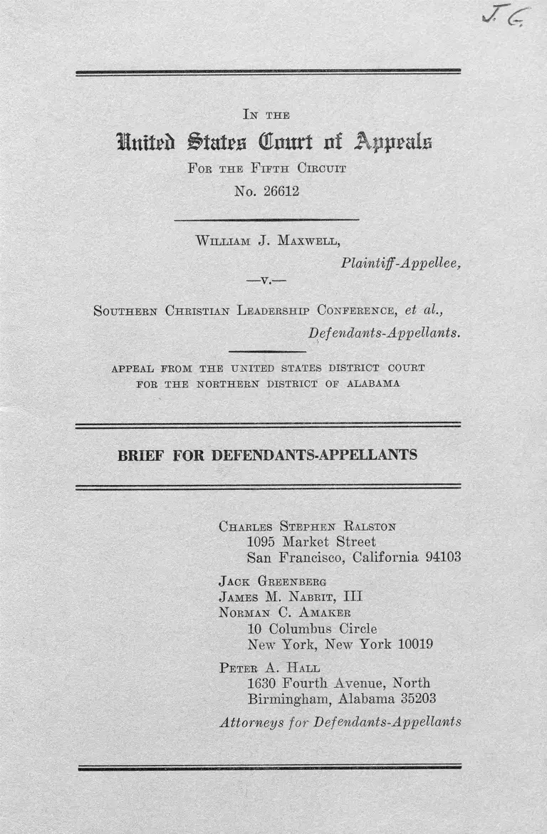 Maxwell v. Southern Christian Leadership Conference Brief for Defendants-Appellants preview