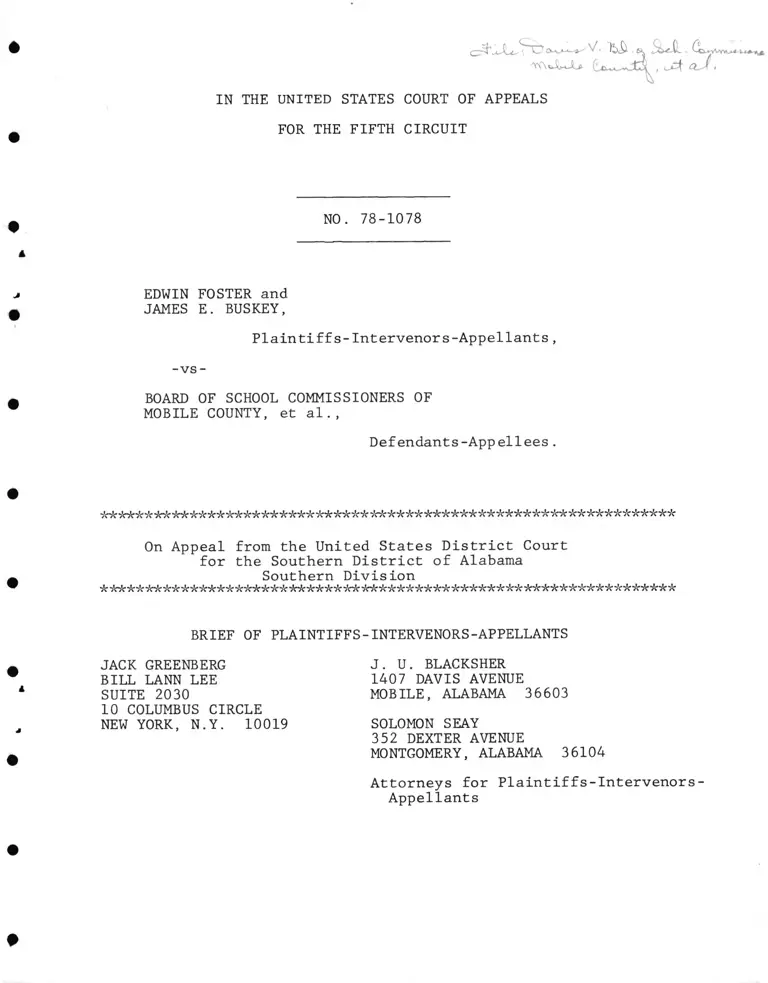 Foster v. Mobile County Board of School Commissioners Brief of Plaintiffs-Intervenors-Appellants preview