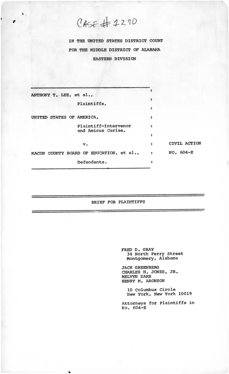 Lee v. Macon County Board of Education Brief for Plaintiffs preview
