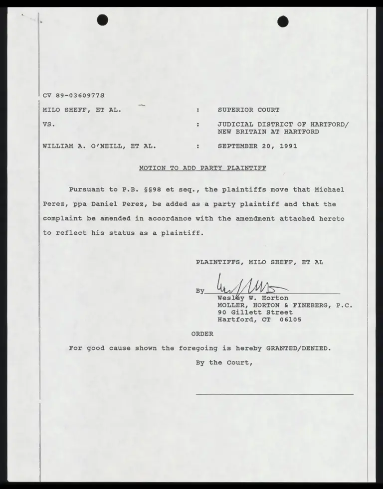 Motion to Add Party Plaintiff; Amendment to Complaint preview