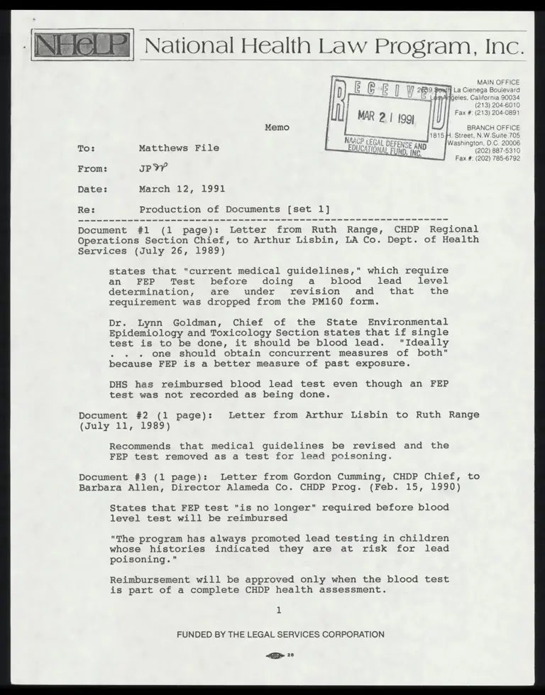 Memo from Perkins to Matthews File preview