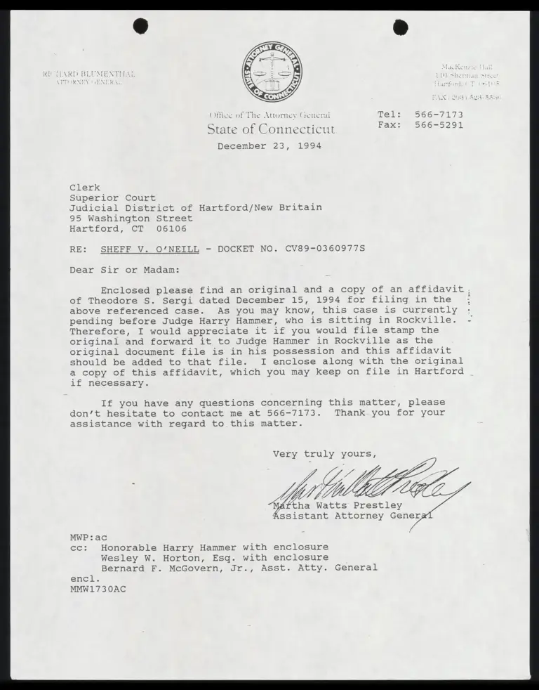 Correspondence from Prestley to Clerk preview