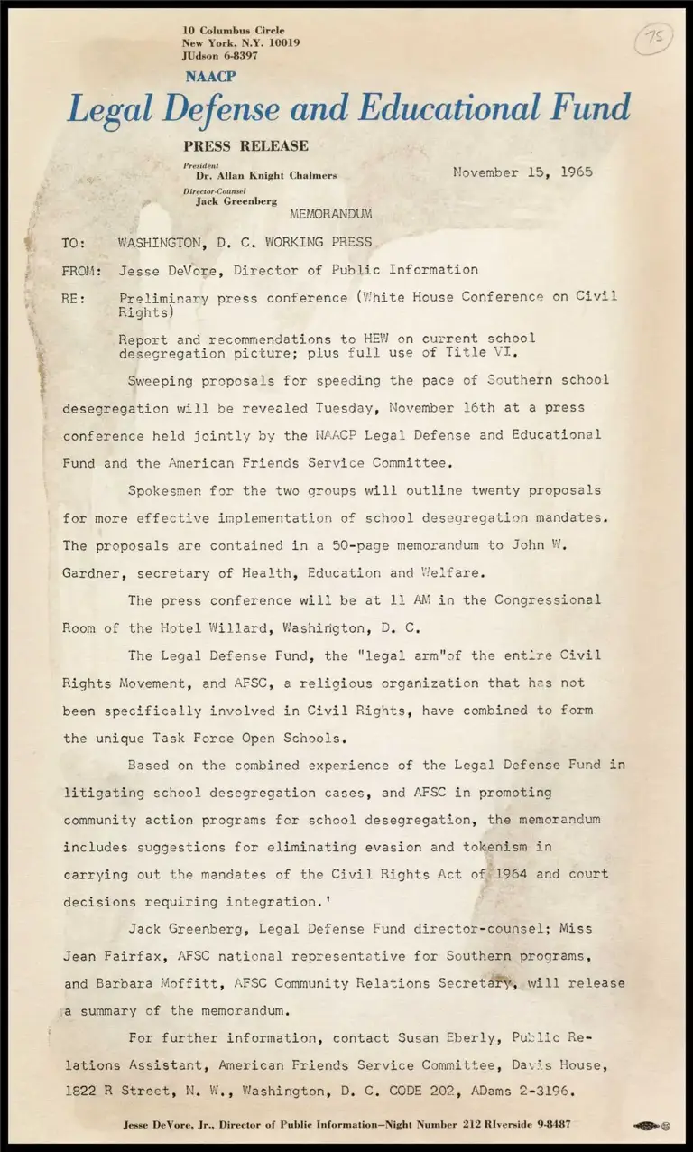Preliminary Press Conference (White House Conference on Civil Rights) preview