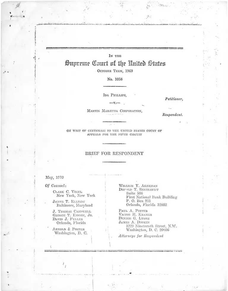 Phillips v. Martin Marietta Corporation Brief for Respondent preview