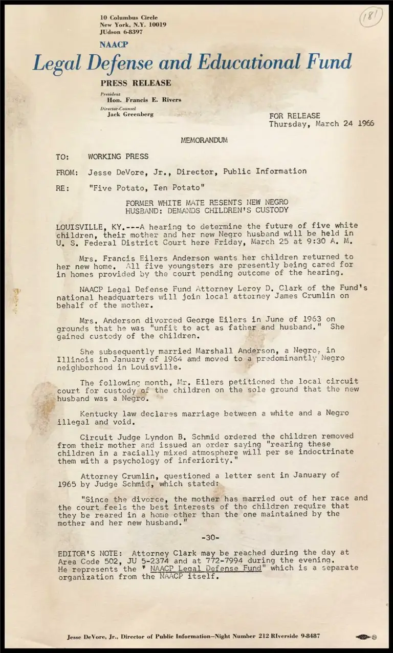 Memorandum on Eilers v. Eilers Anderson Case preview