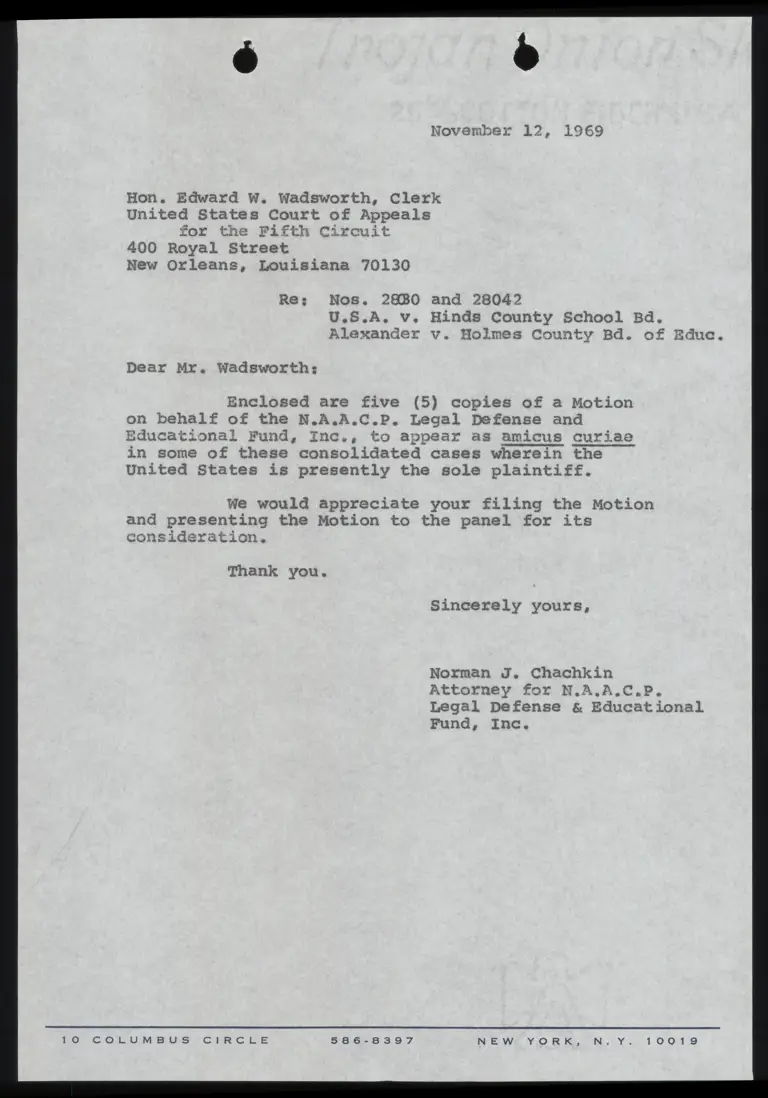 Correspondence from Chachkin to Clerk Re: Amicus Motion preview