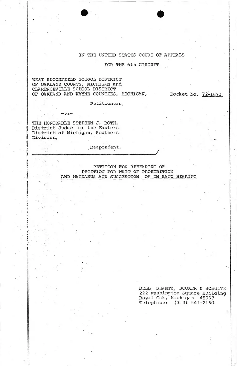 Petition for Rehearing of Petition for Writ of Prohibition and Mandamus preview