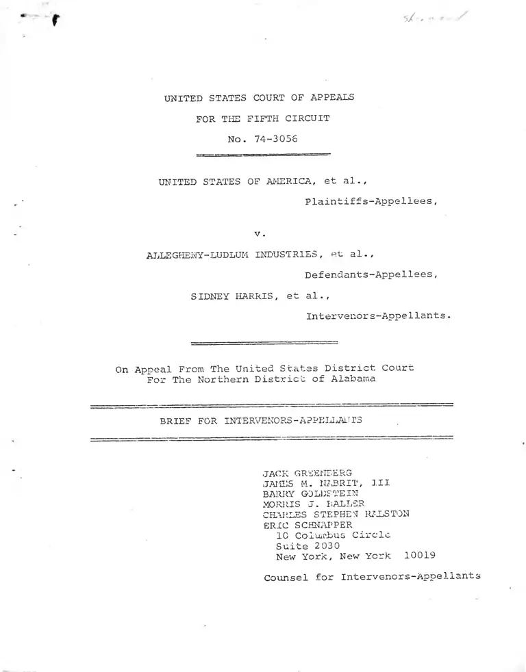 United States v. Allegheny Ludlum Industries Inc. Brief for Intervenors-Appellants preview