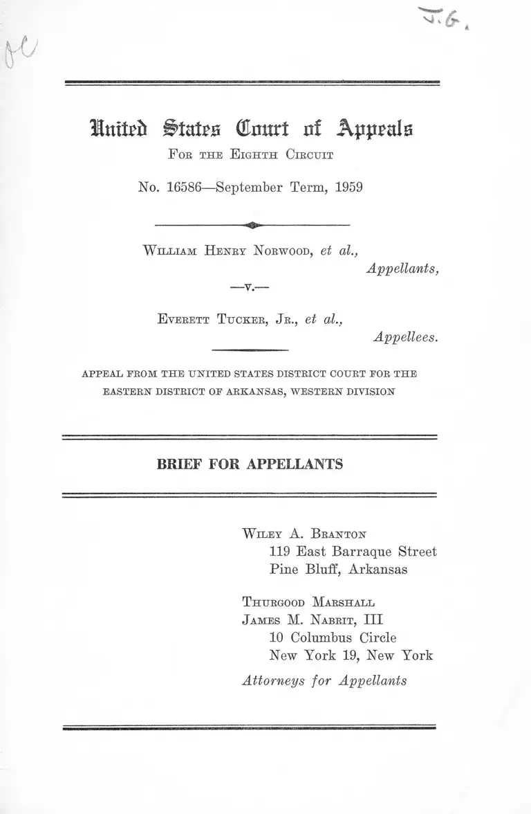 Norwood v. Tucker Brief for Appellants preview