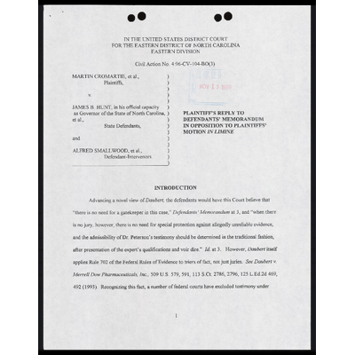 Plaintiffs' Reply to Defendants' Memorandum in Opposition to Plaintiffs' Motion in Limine preview