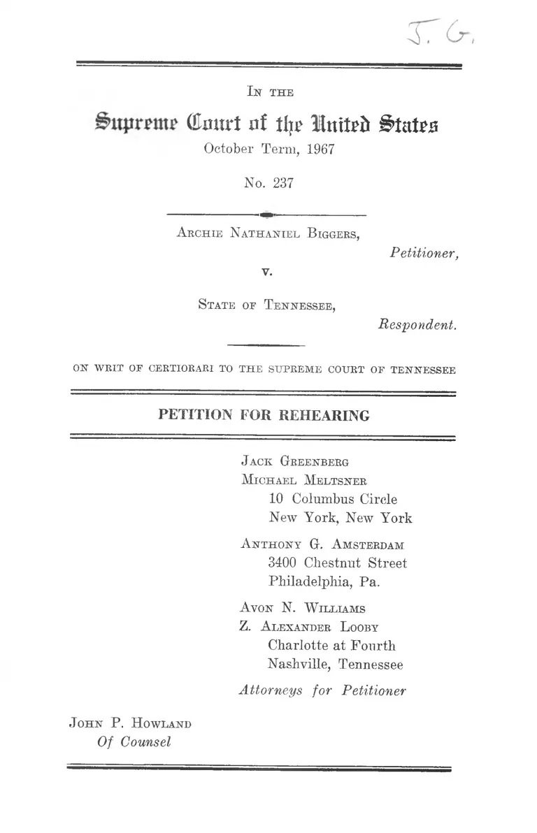 Biggers v. Tennessee Petition for Rehearing preview