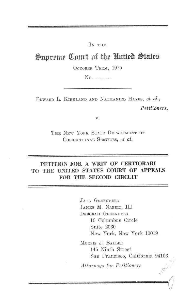 Kirkland v. The New York State Department of Correctional Services Petition for Writ of Certiorari preview