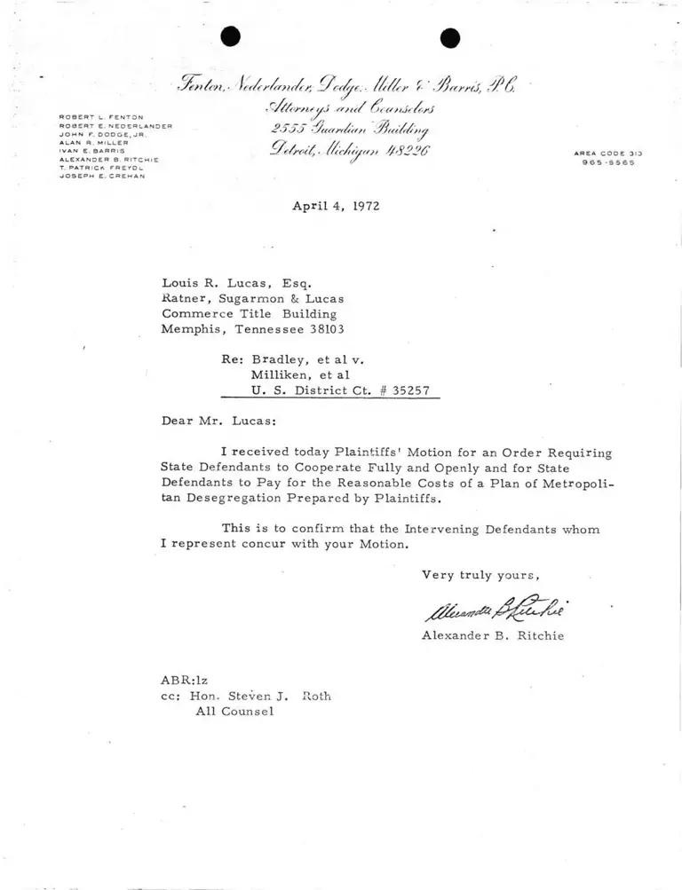 Correspondence from Ritchie to Lucas preview