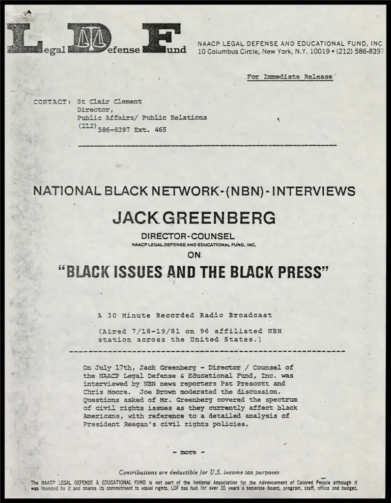 National Black Network-(NBN)- Interviews Jack Greenberg on "Black Issues and the Black Press" preview