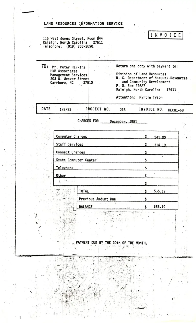 Invoice to Harkins preview