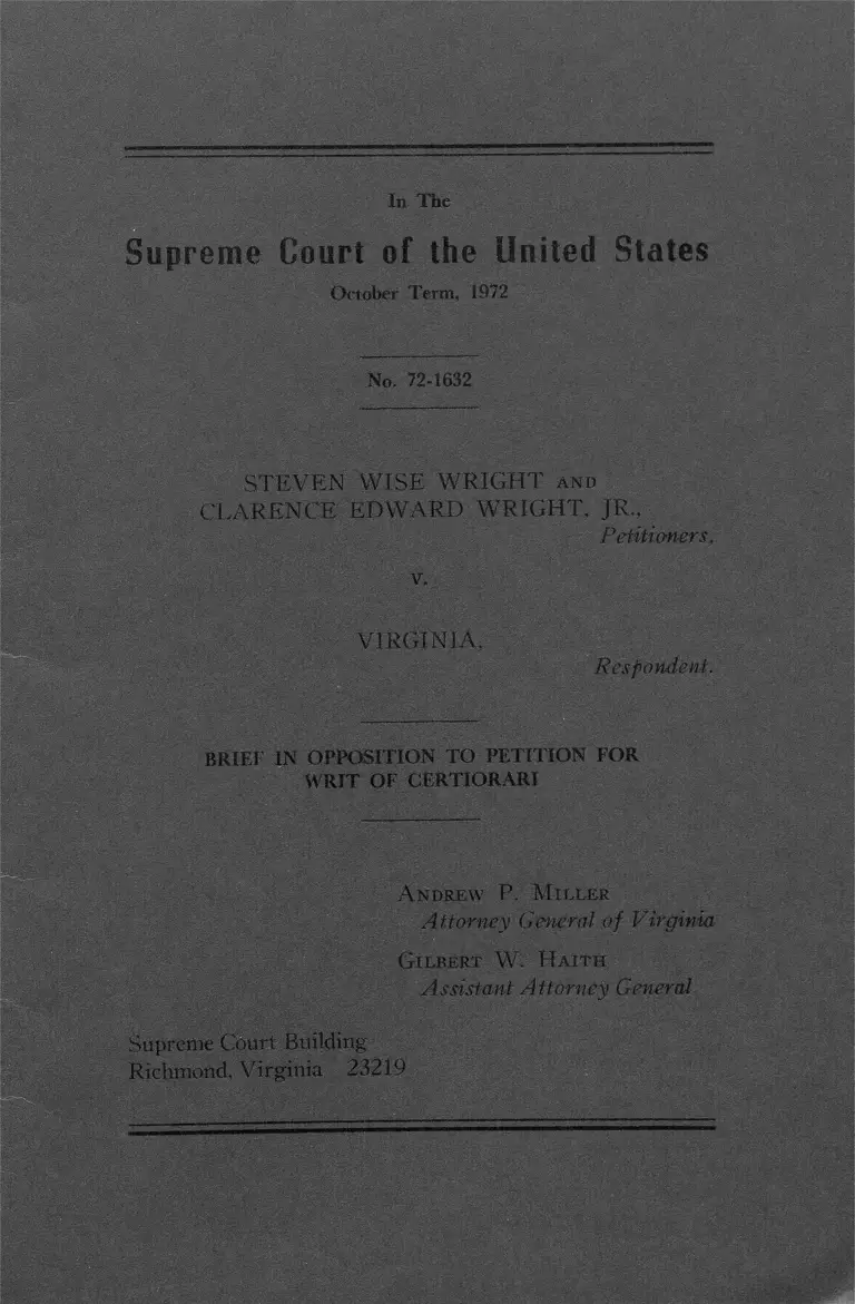 Wright v. Virginia Brief in Opposition to Petition for Writ of Certiorari preview