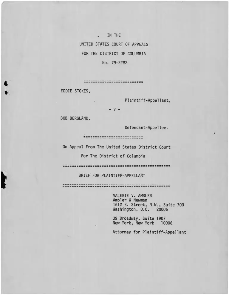 Stokes v Bergland Brief for Plaintiff Appellant preview
