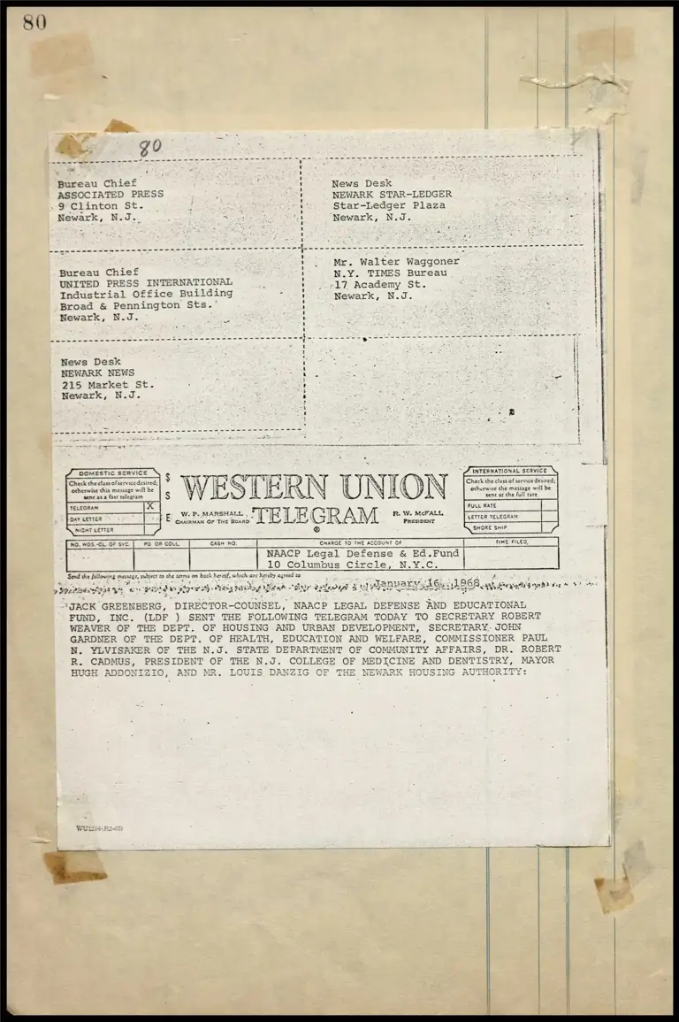 Greenberg on Hearing on Newark Medical School (Telegram) preview
