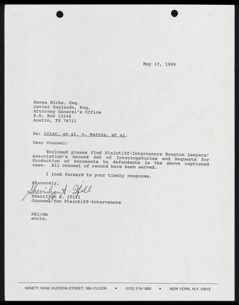 Plaintiff-Intervenors Houston Lawyers' Association's Second Set of Interrogatories and Requests for Production to Defendants preview