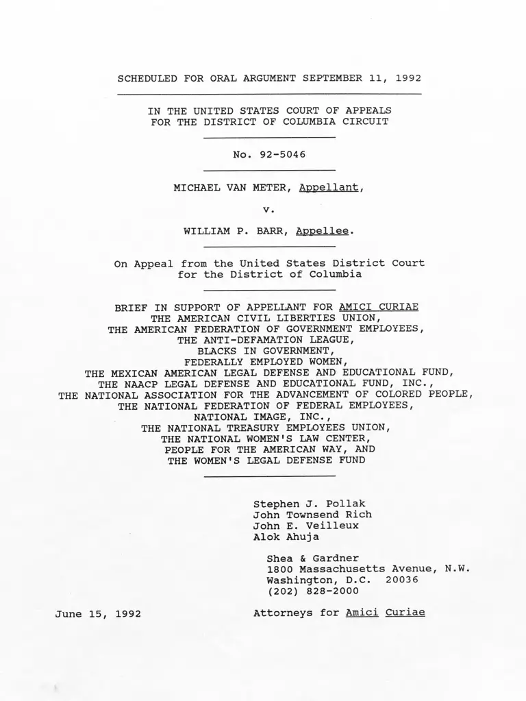 Van Meter v. Barr Brief in Support of Appellant for Amici Curiae preview