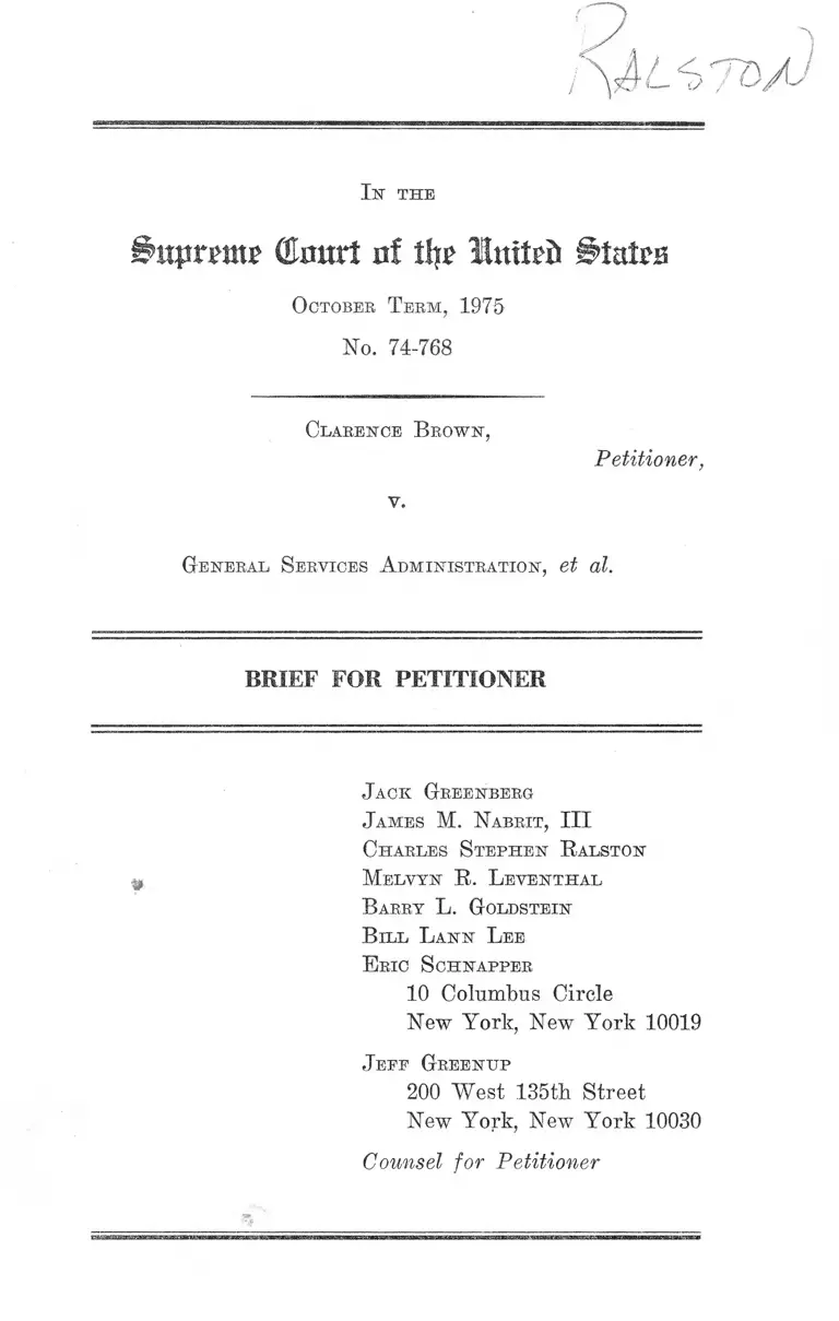 Brown v. General Services Administration Brief for Petitioner preview
