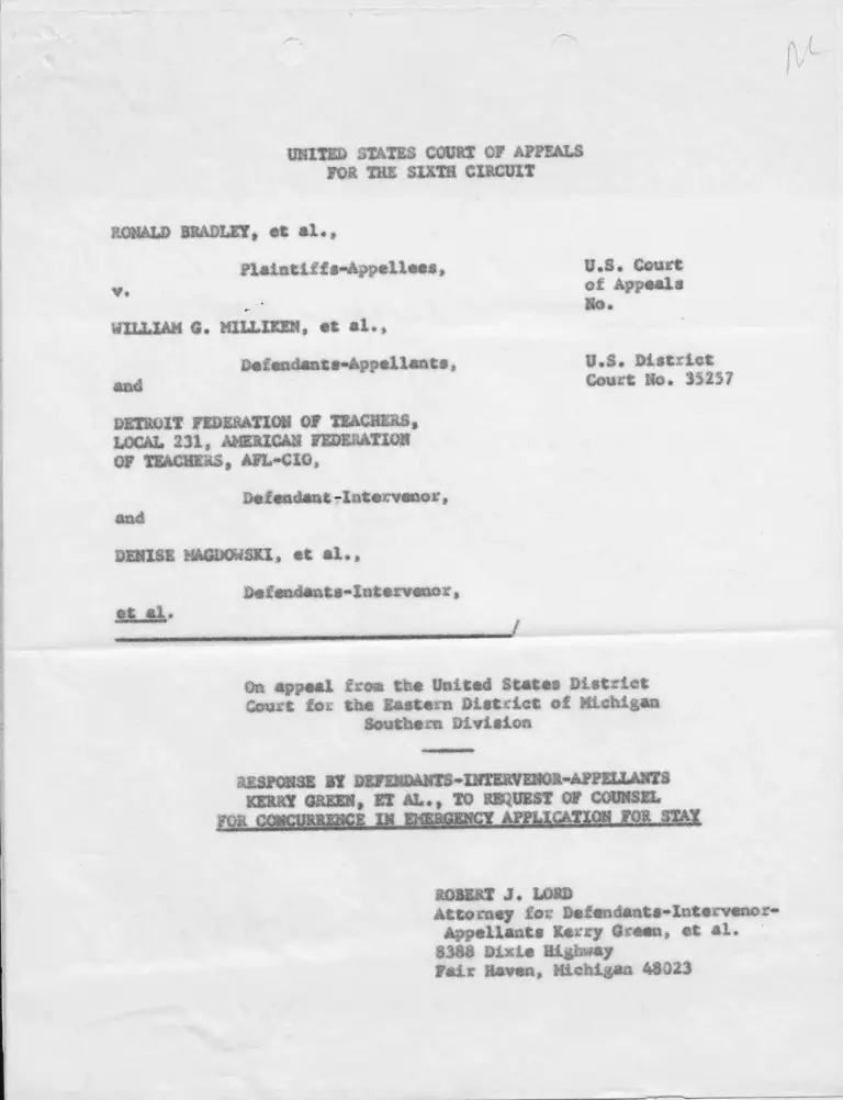 Response to Request for Concurrence in Emergency Application for Stay preview