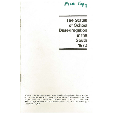 The Status of School Desegregation in the South 1970 preview