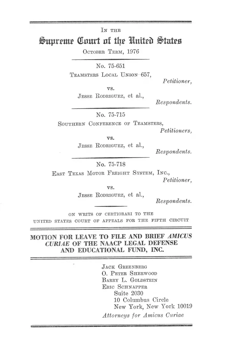 Teamsters Local Union 657 v. Rodriguez Motion for Leave to File and Brief Amicus Curiae preview