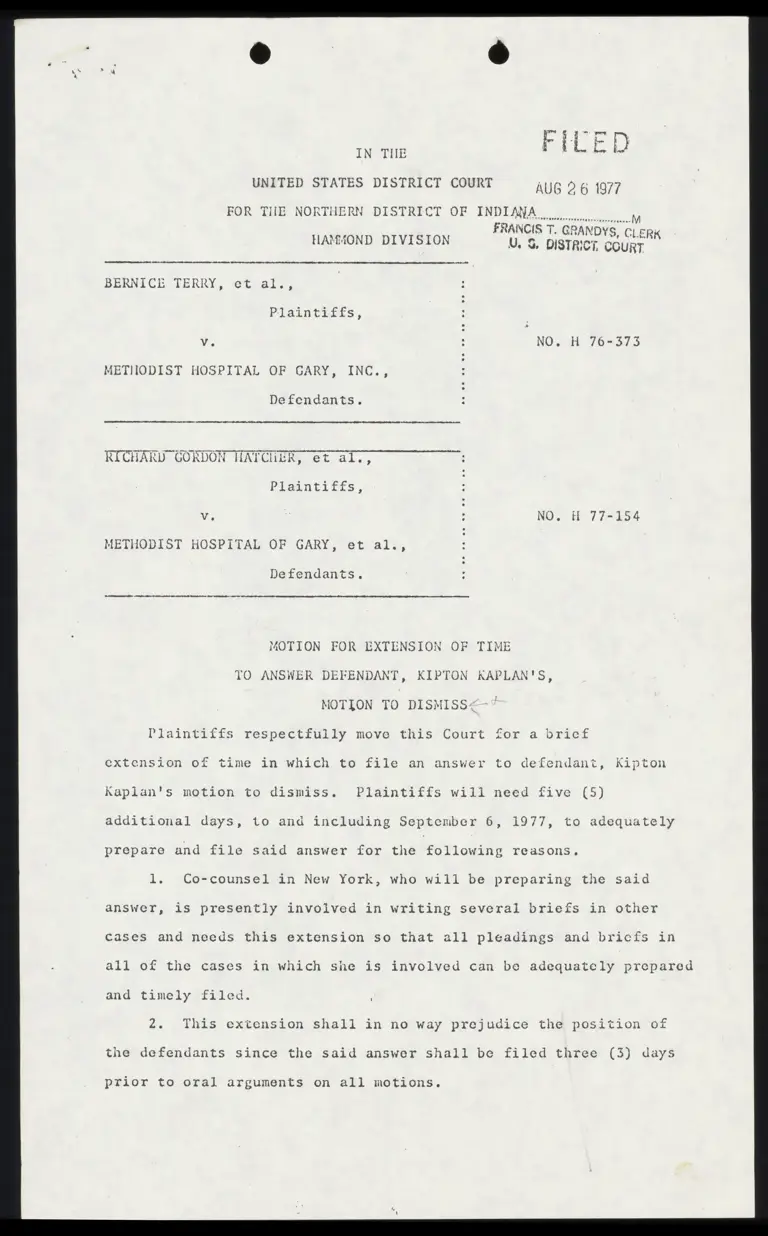 Motion For Extension of Time preview