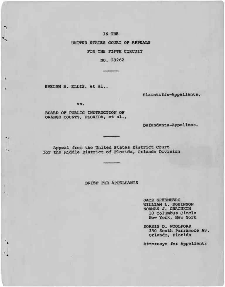 Ellis v. Orange County, FL Board of Public Instruction Brief for Appellants preview