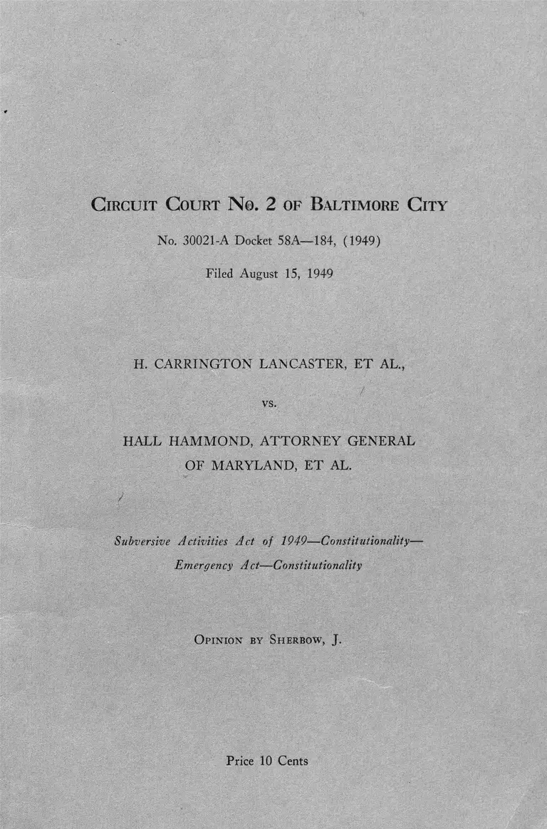 Lancaster v. Hammond Opinion preview