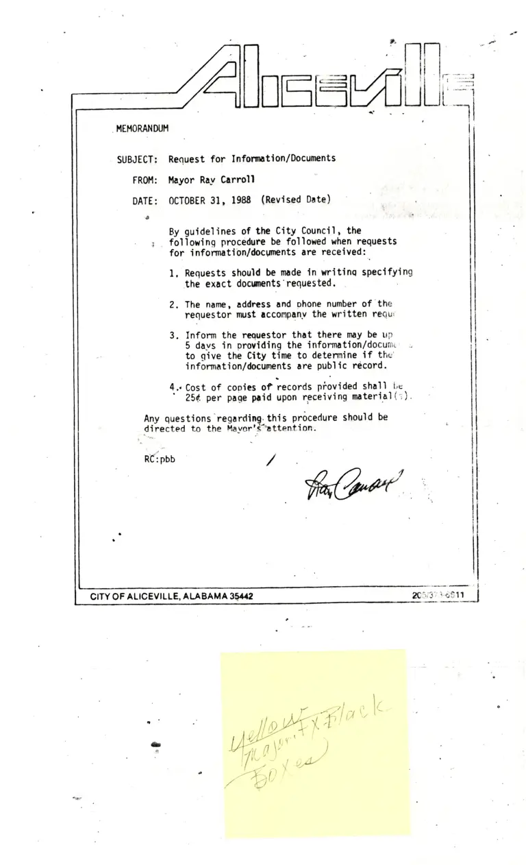 Memorandum from Mayor Carroll preview