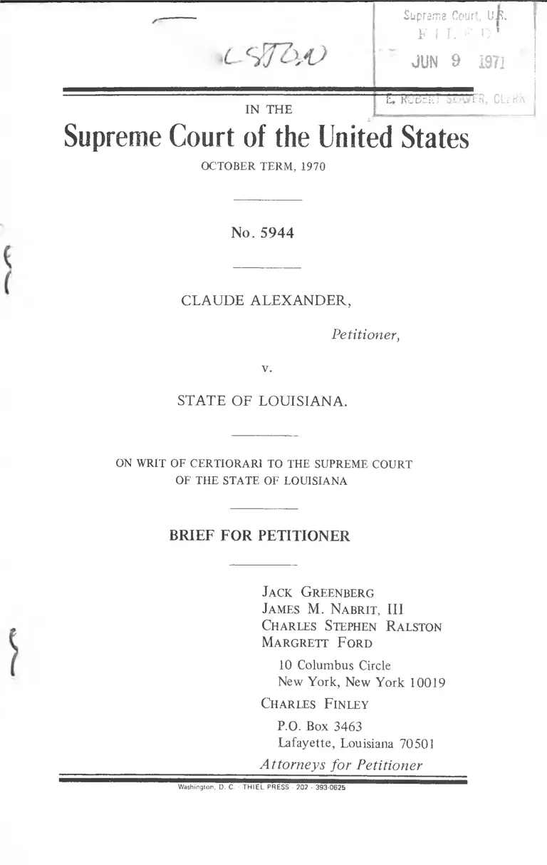 Alexander v. Louisiana Brief for Petitioner preview