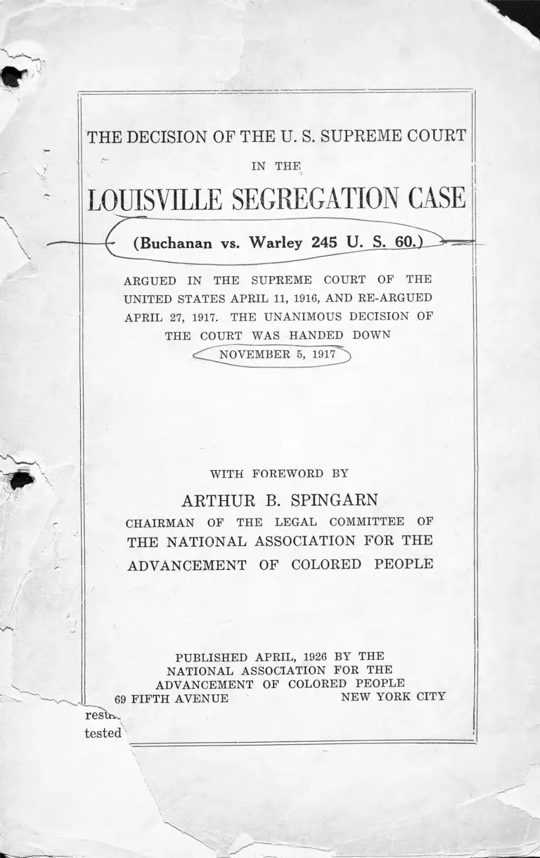 Buchanan v. Warley Decision preview