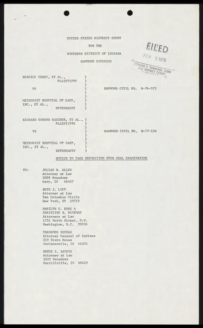 Notice to Take Deposition Upon Oral Examination preview