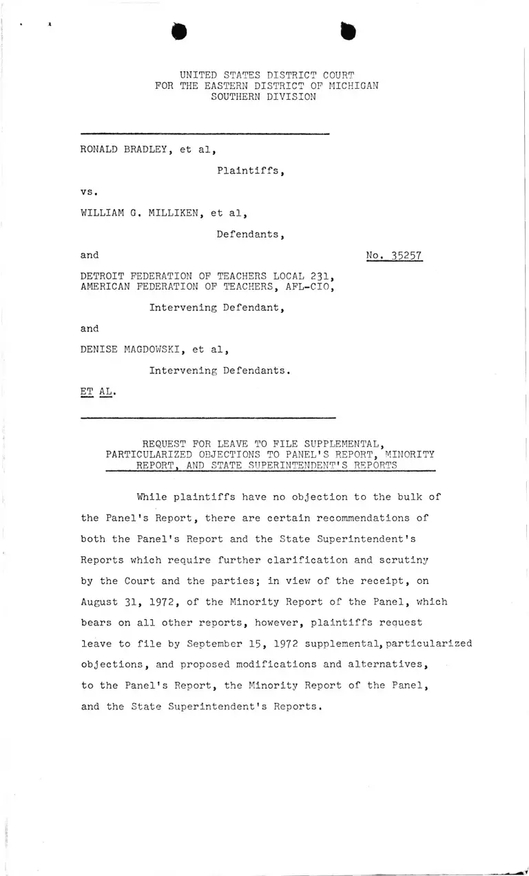 Plaintiff's Request for Leave to File Supplemental Objections to Report(s) preview