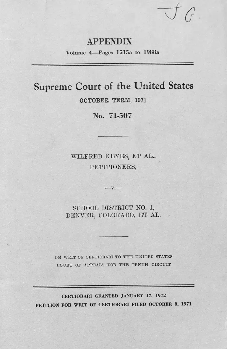 Keyes v. School District No. 1 Denver, CO. Appendix Vol. 4 preview