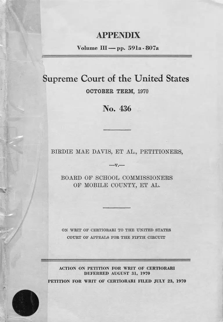 Davis v. Mobile County Board of School Commissioners Appendix Volume III preview