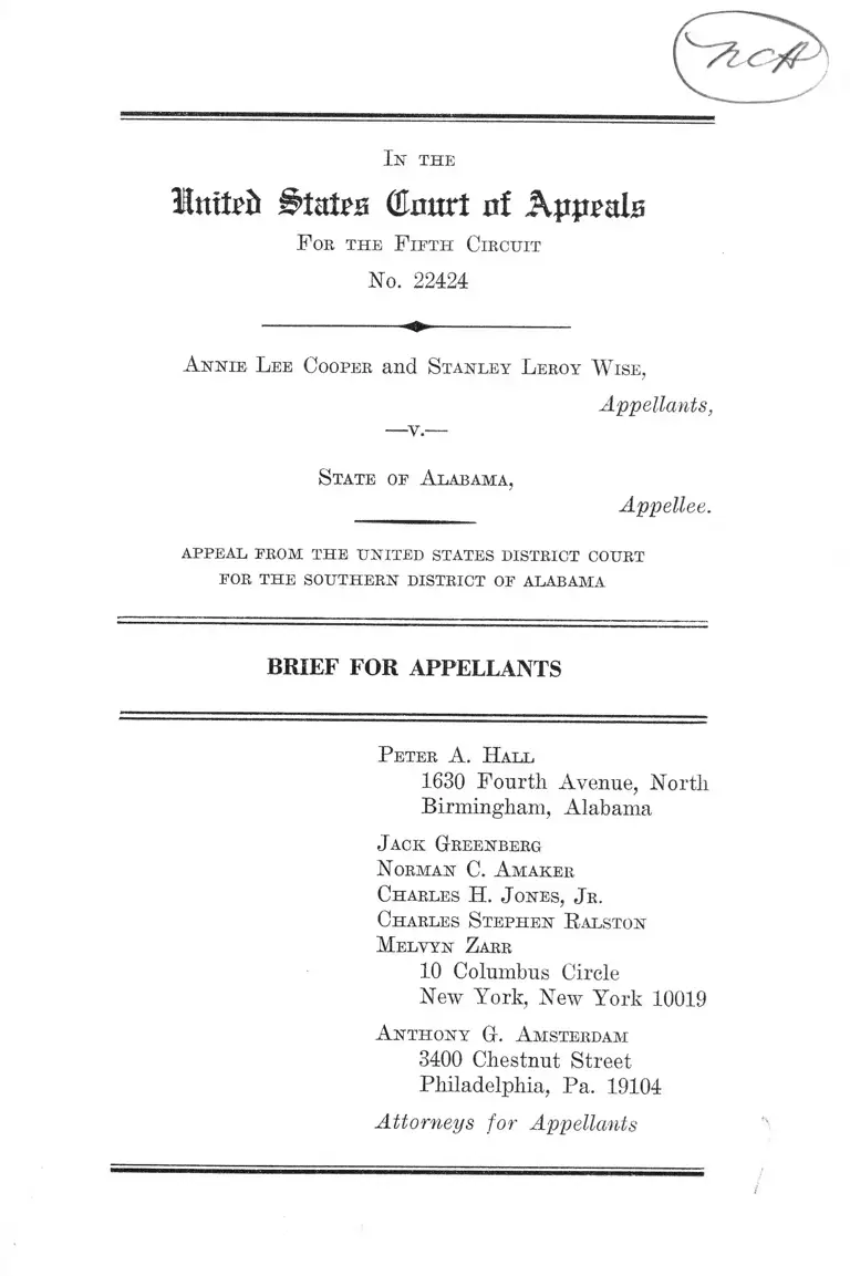Cooper v. Alabama Brief for Appellants preview