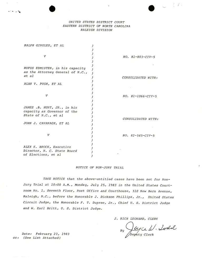 Notice of Non-Jury Trial preview