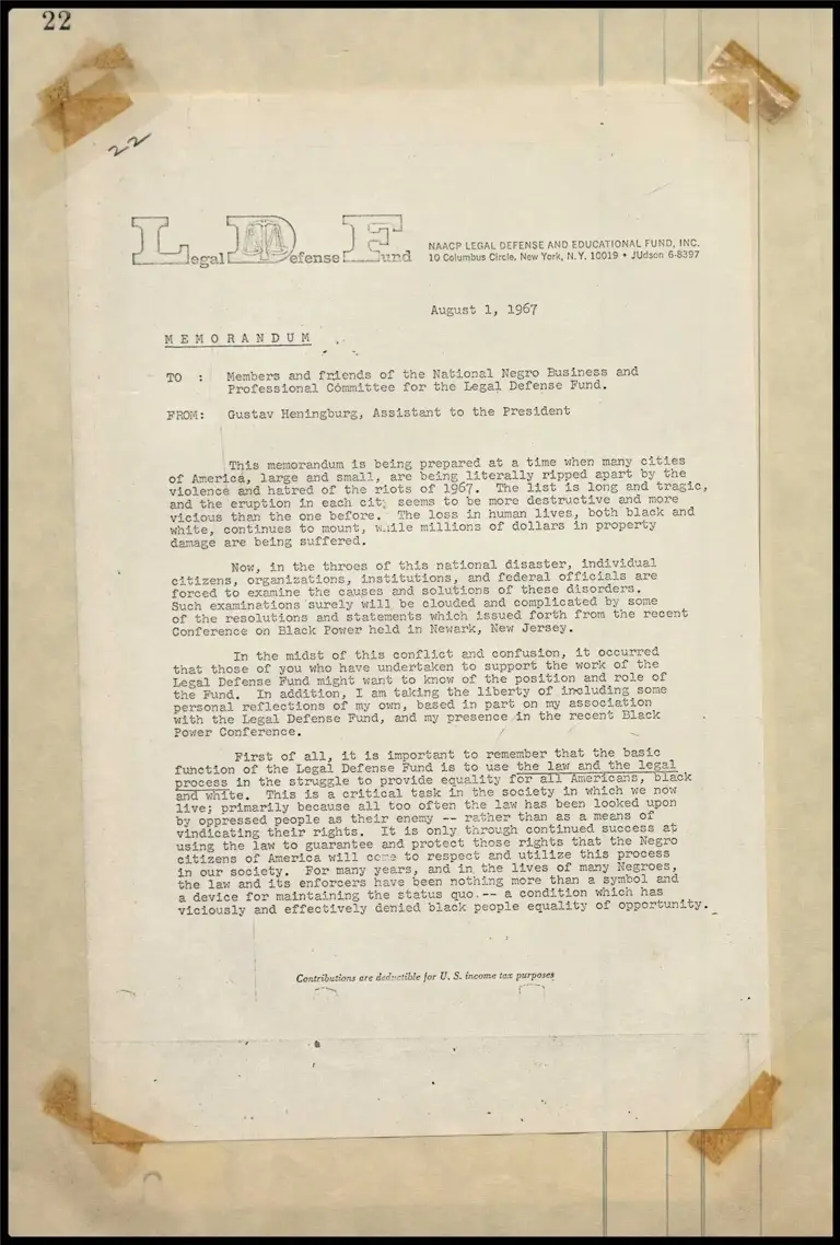 Memorandum re: Riots, NORI, Legal Process preview