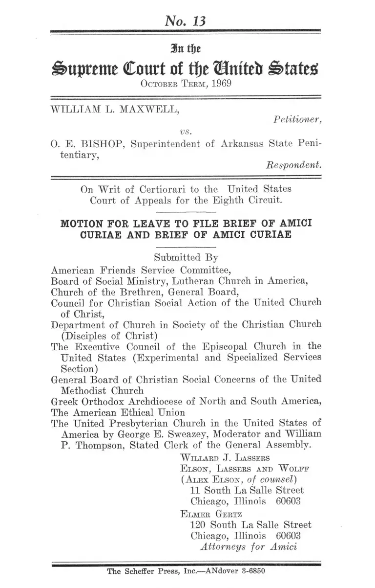 Maxwell v. Bishop Motion for Leave to File and Brief of Amici Curiae preview